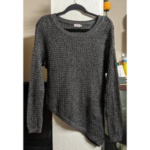 Tobi metallic pewter cable knit sweater with asymmetrical hem - size S
